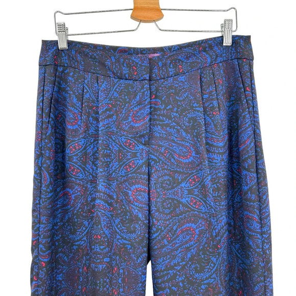 Long Tall Sally Paisley Printed Tapered Pants Blue Black Size US 8 - Picture 3 of 8